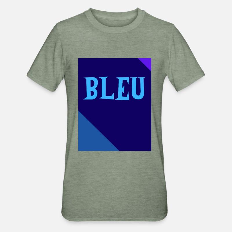 BLEU Tableau Rectangle Triangles - T-shirt polycoton Unisexe - vert kaki chiné