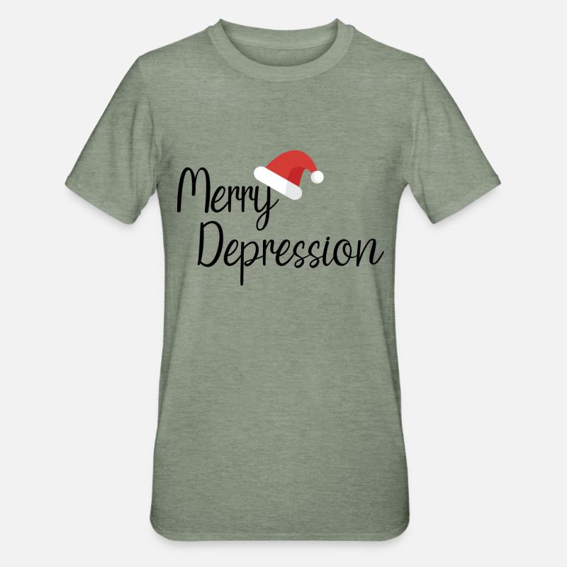 Joyeuse dépression - T-shirt polycoton Unisexe - vert kaki chiné