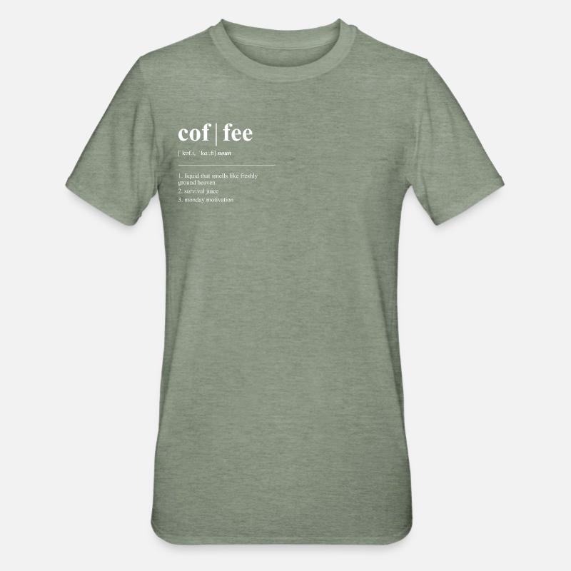 Coffee | Dictionary | Definition | Coffee - Unisex Polycotton T-Shirt - heather military green