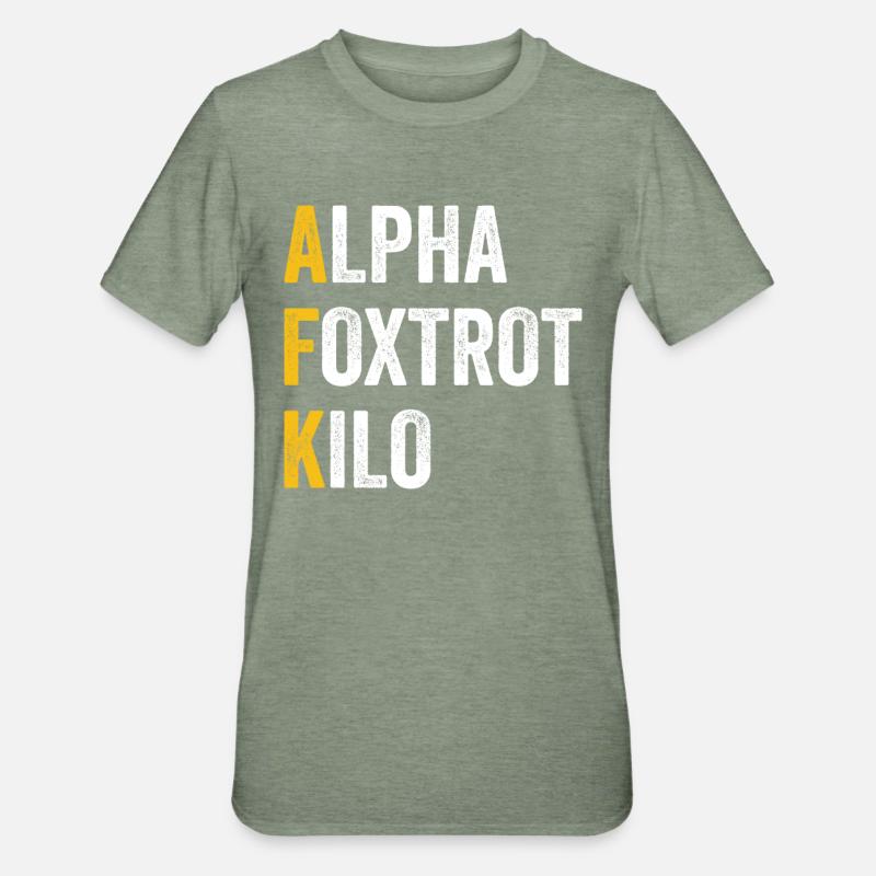 Computerchat Alpha Foxtrotti Kilo - Afk - T-shirt polycoton Unisexe - vert kaki chiné