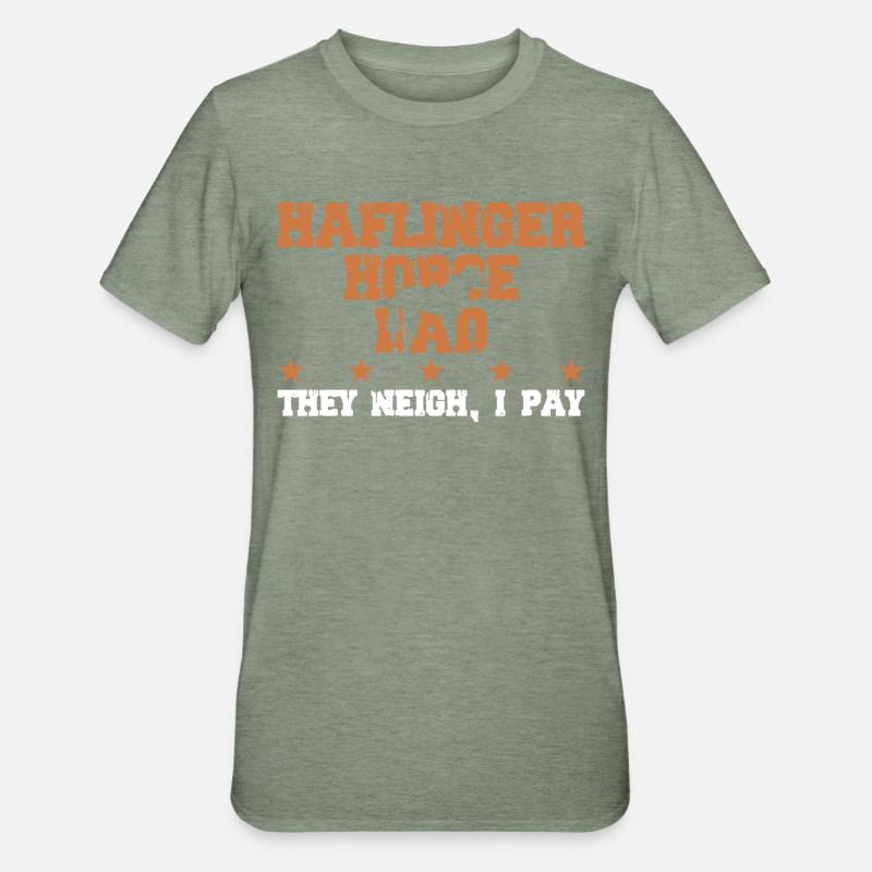 Pferdevater - Haflinger Pferd - Unisex Polycotton T-Shirt - Militärgrün meliert