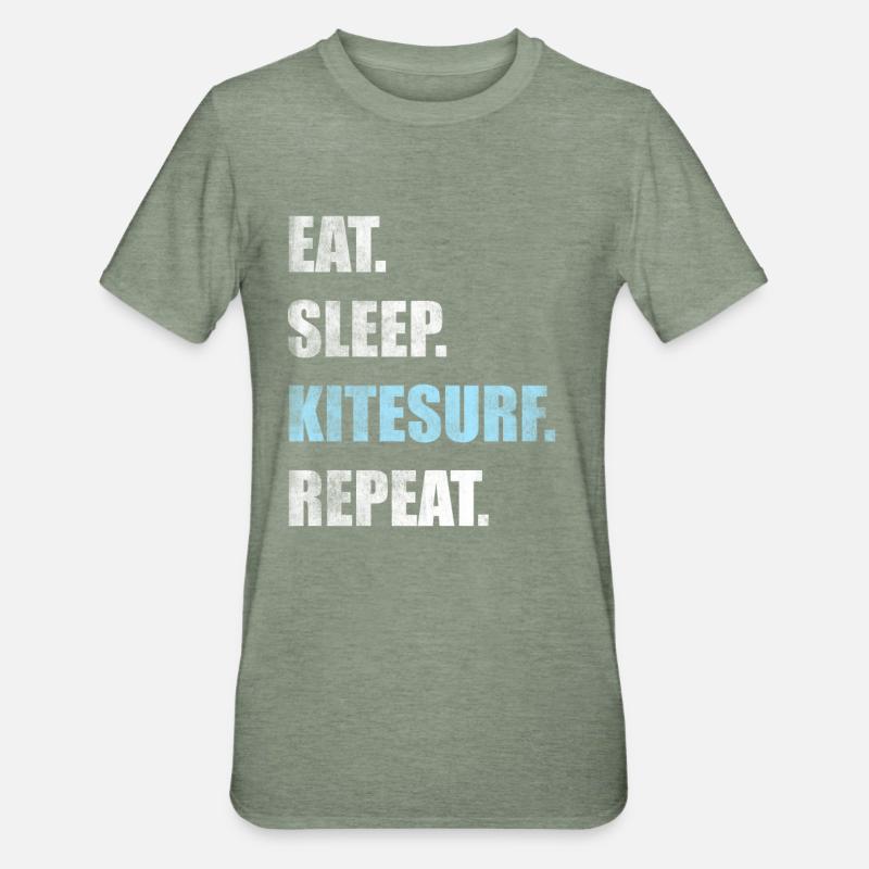 Kitesurf Kitesurf Kitesurf Kitesurf - T-shirt polycoton Unisexe - vert kaki chiné