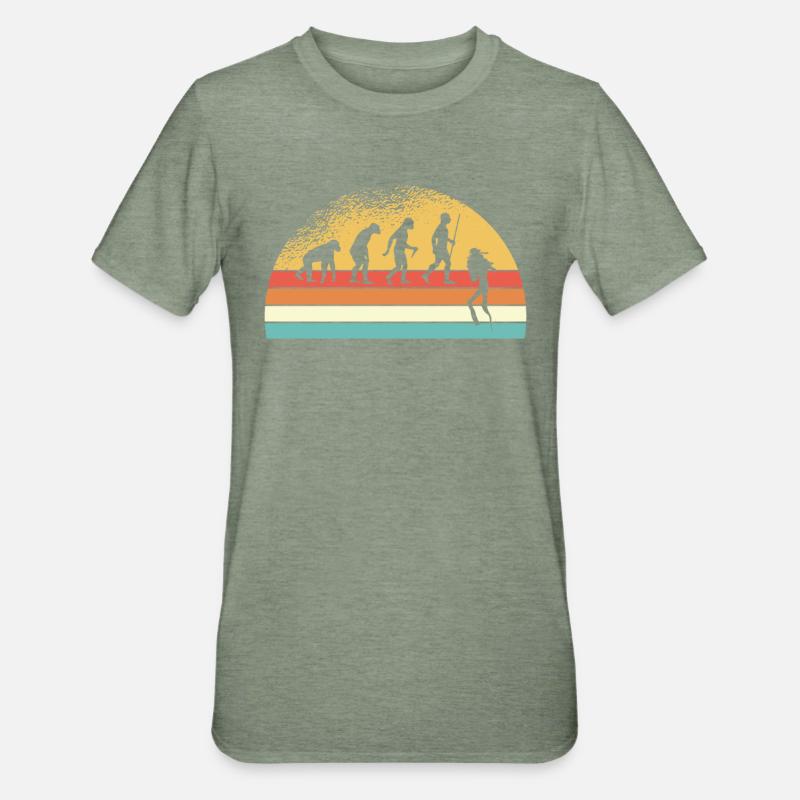 Évolution De La Plongée Vintage Idée Cadeau Mer - T-shirt polycoton Unisexe - vert kaki chiné