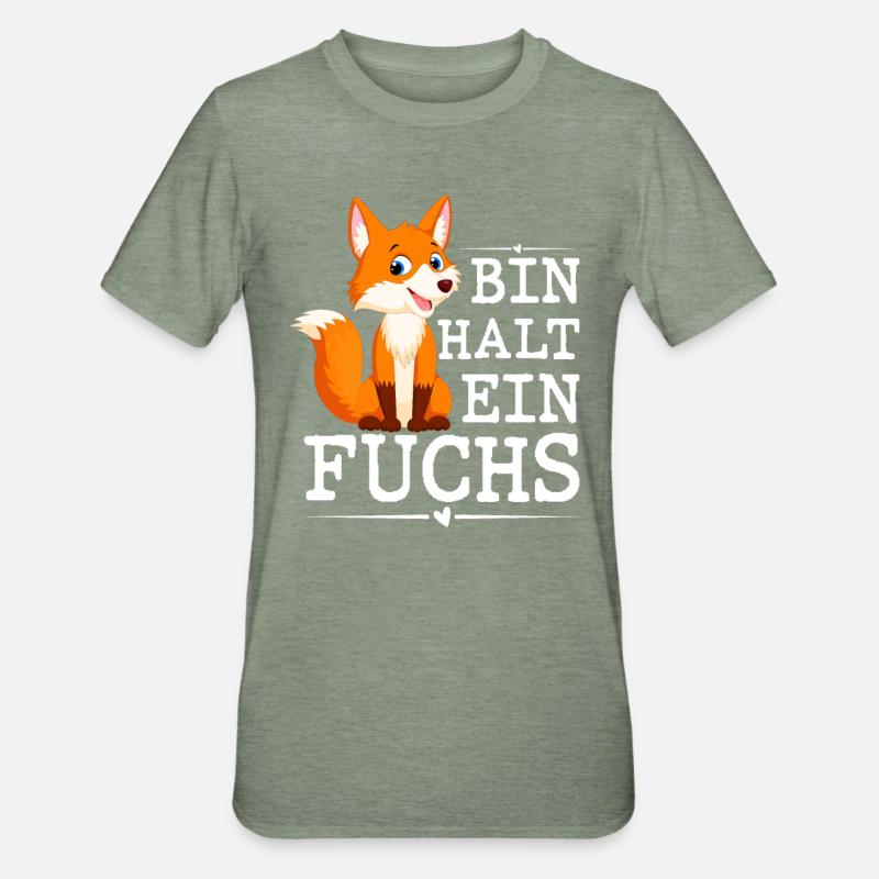 Bin Halt Ein Fuchs - Unisex Polycotton T-Shirt - Militärgrün meliert