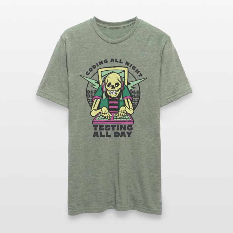 « Coding All Night Programmer | Programmeur » T-shirt polycoton Unisexe