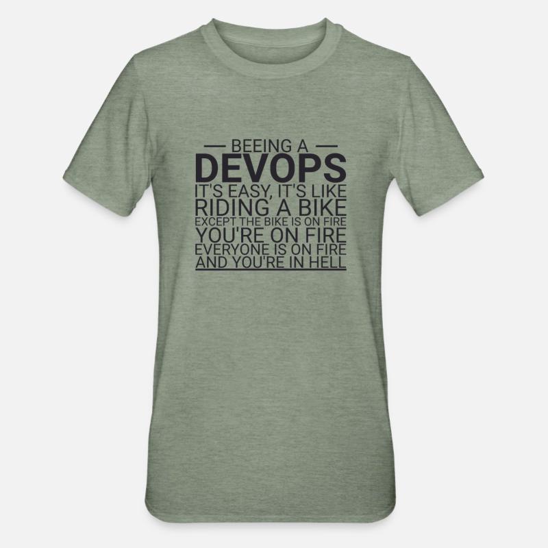 "DevOps Hell | Software Development" - Unisex Polycotton T-Shirt - heather military green