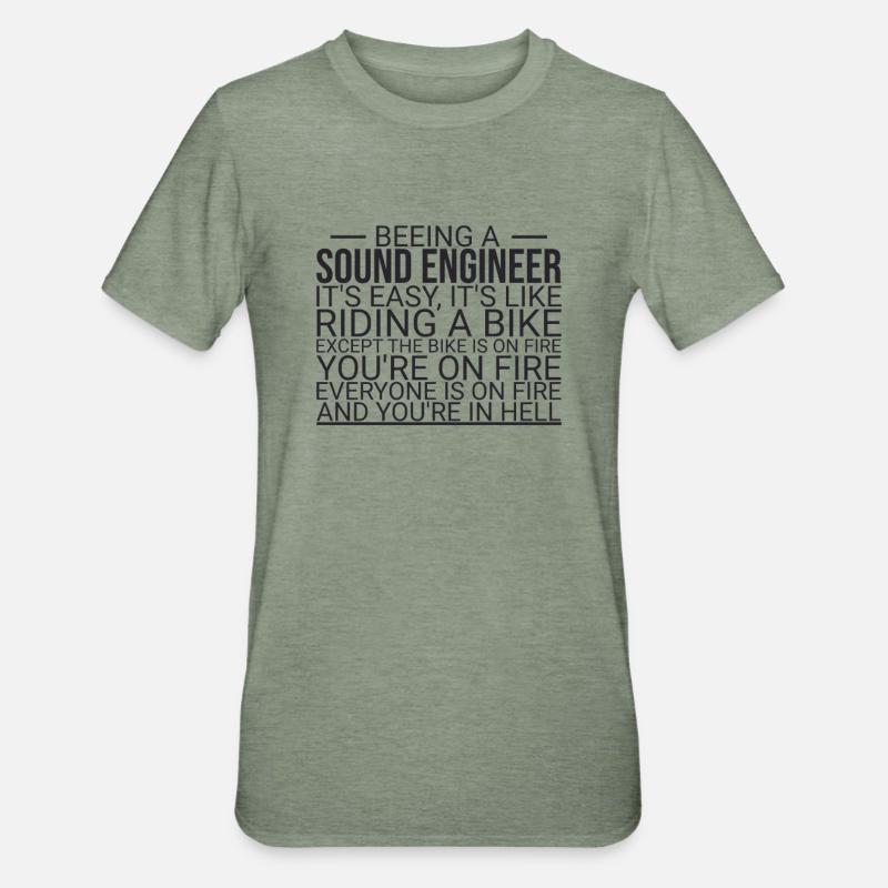 "Sound Engineer Hell | Tontechnik" - Unisex Polycotton T-Shirt - Militärgrün meliert