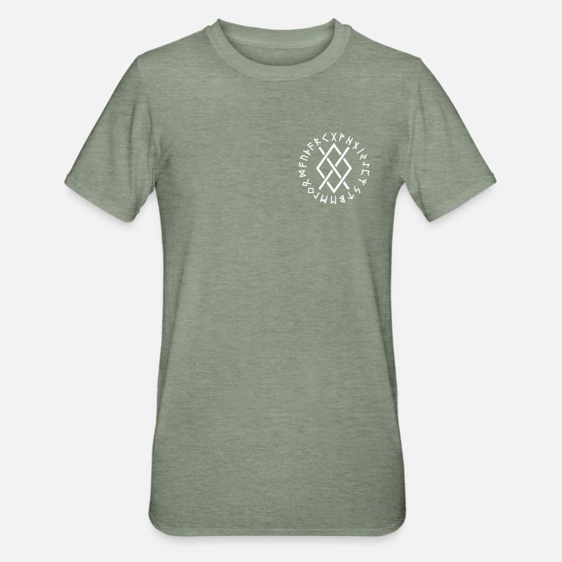 Runes de Gungnir blanches - T-shirt polycoton Unisexe - vert kaki chiné