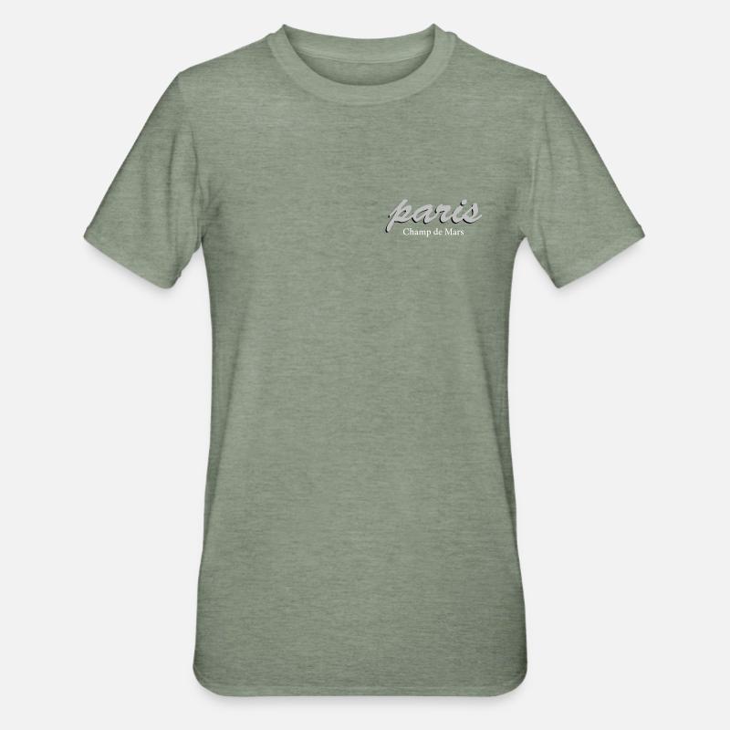 Paris Champ de Mars Vintage Script - Unisex Polycotton T-Shirt - heather military green