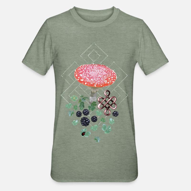 Trèfle Lucky Toadstool - T-shirt polycoton Unisexe - vert kaki chiné