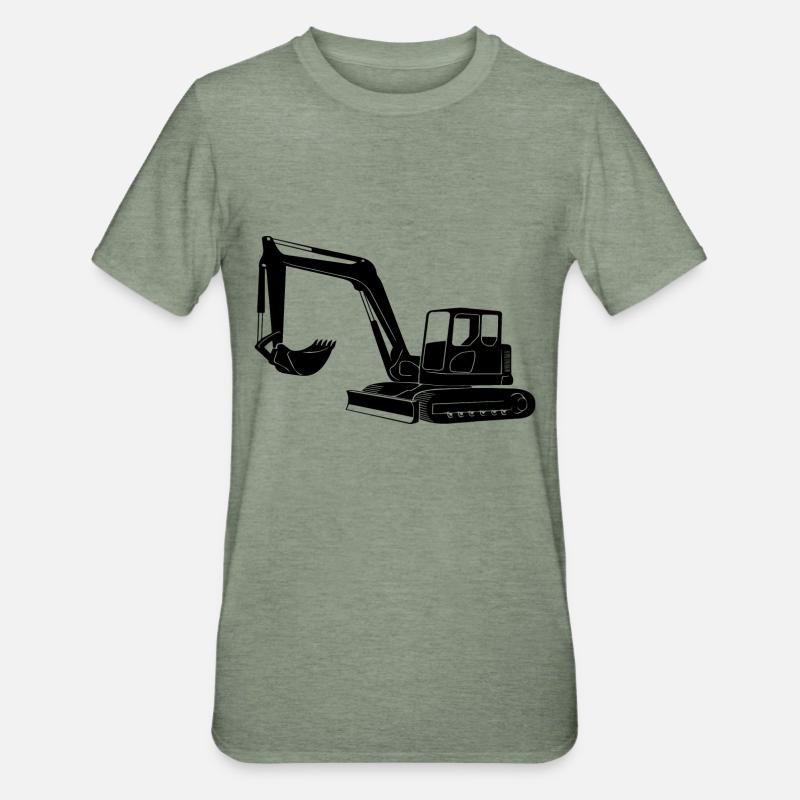 Baggerfahrer Silhouette - Baugeräteführer - Unisex Polycotton T-Shirt - Militärgrün meliert
