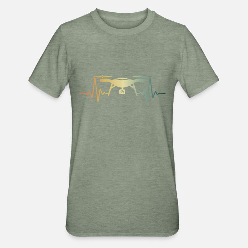 Heartbeat Drone Drones ECG Pulse - T-shirt polycoton Unisexe - vert kaki chiné