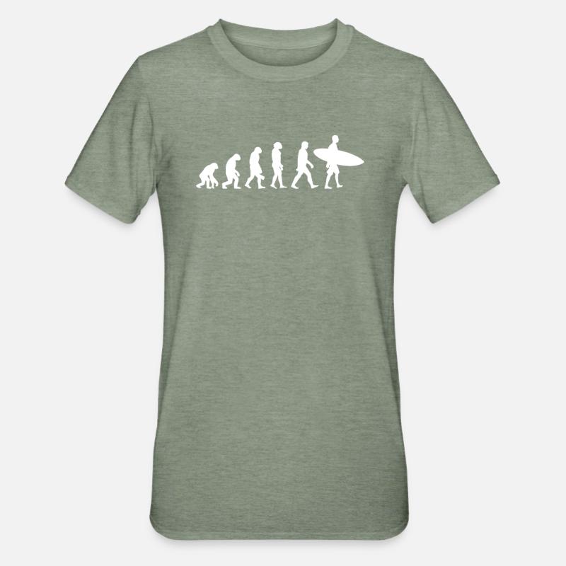 Évolution Du Surf - T-shirt polycoton Unisexe - vert kaki chiné