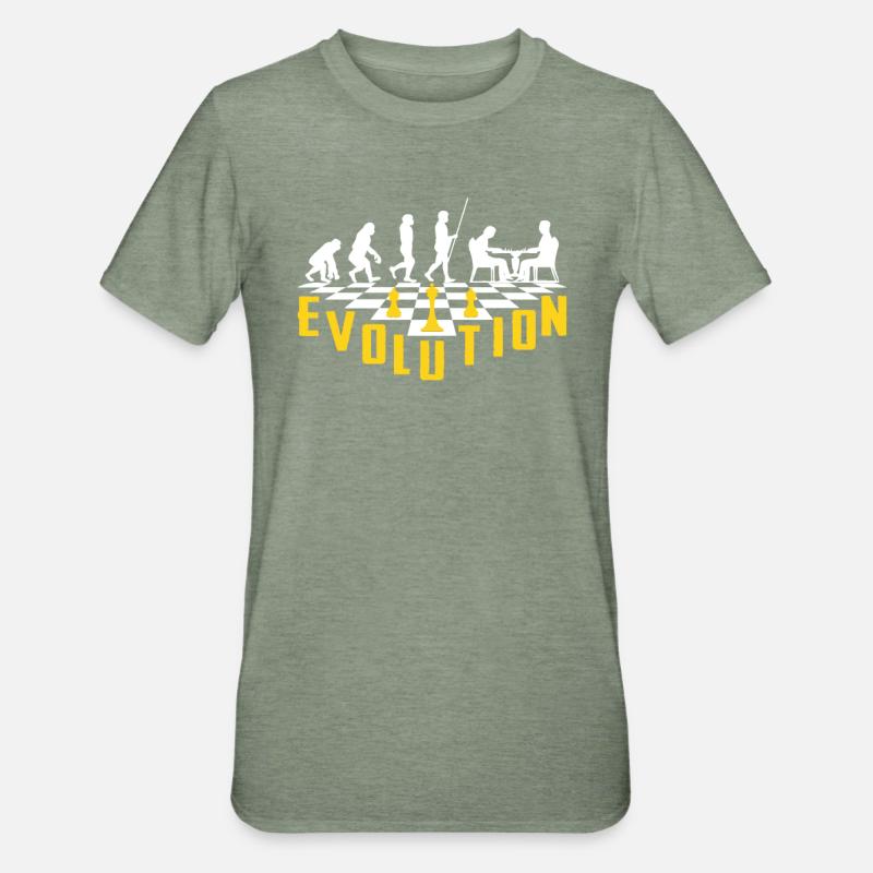 L'évolution Des Échecs - T-shirt polycoton Unisexe - vert kaki chiné