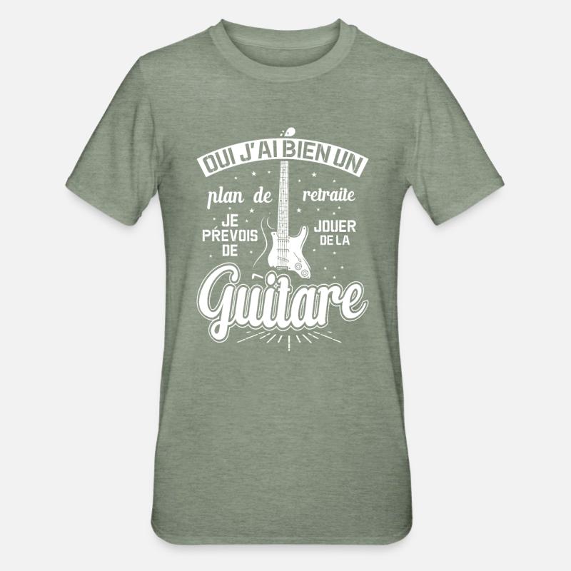 Mon Plan De Retraite C'est Jouer De Guitare - T-shirt polycoton Unisexe - vert kaki chiné