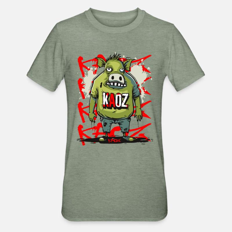 Die Existenz eines Schweins - Unisex Polycotton T-Shirt - Militärgrün meliert