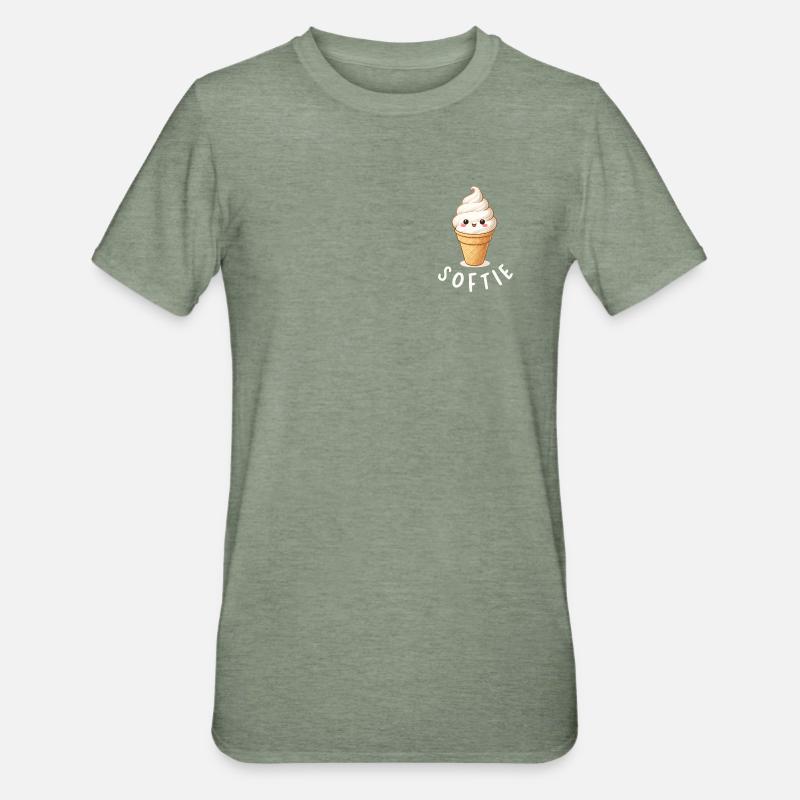 Softie. Softeis Liebe Eiscreme Statement - Unisex Polycotton T-Shirt - heather military green