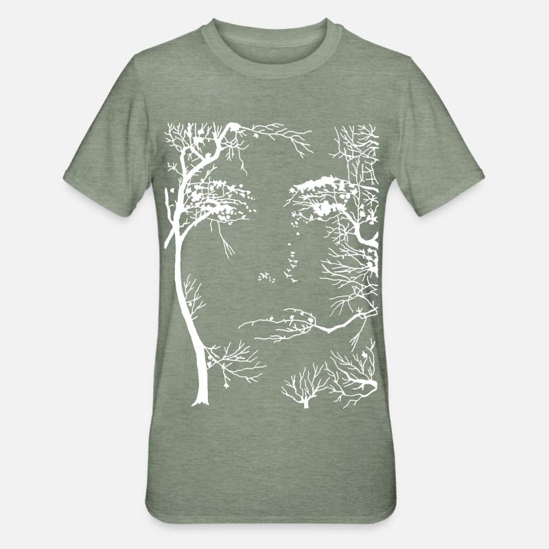 Visage de la forêt (blanc) - T-shirt polycoton Unisexe - vert kaki chiné