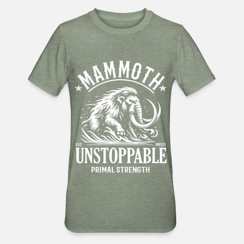 Conception mammouth – Force primale - T-shirt polycoton Unisexe - vert kaki chiné