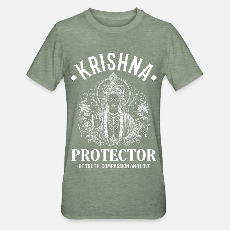 Krishna – Conception de divinité indienne - T-shirt polycoton Unisexe - vert kaki chiné