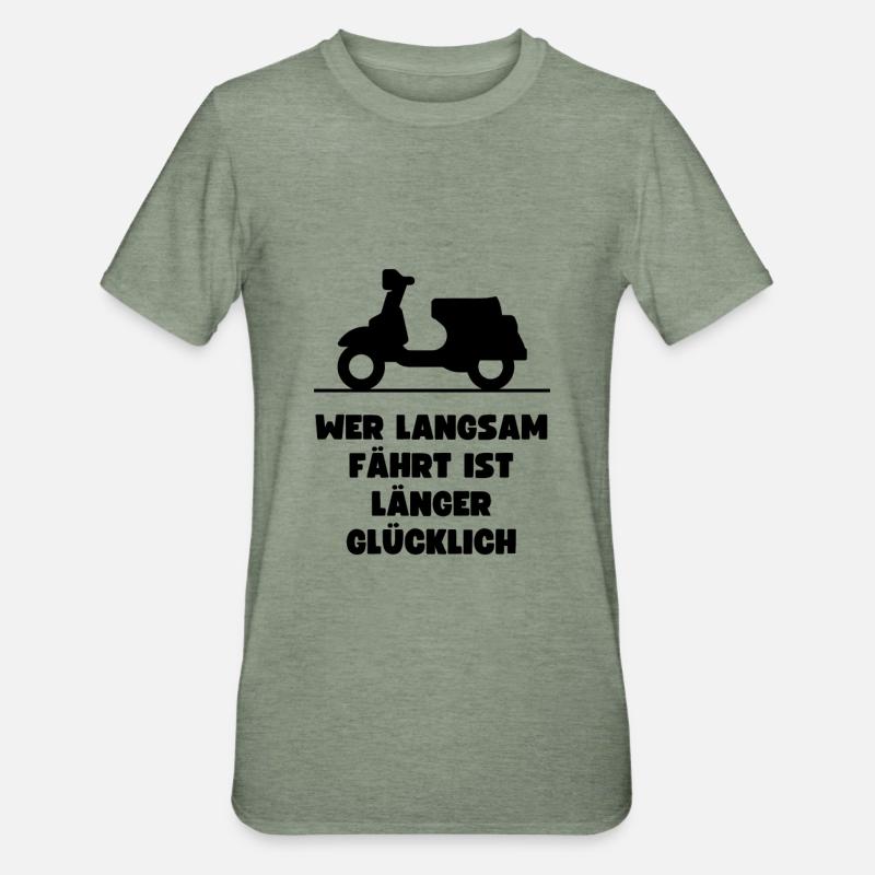 Passionierter Rollerfahrer oder Mofafahrer - Unisex Polycotton T-Shirt - Militärgrün meliert