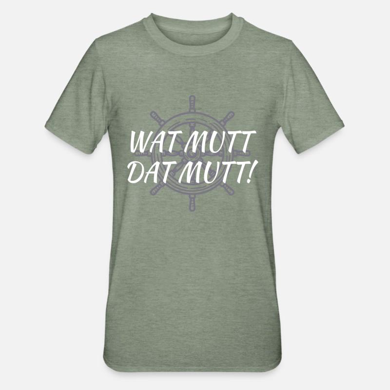 Wat Mutt Dat Mutt - Unisex Polycotton T-Shirt - Militärgrün meliert