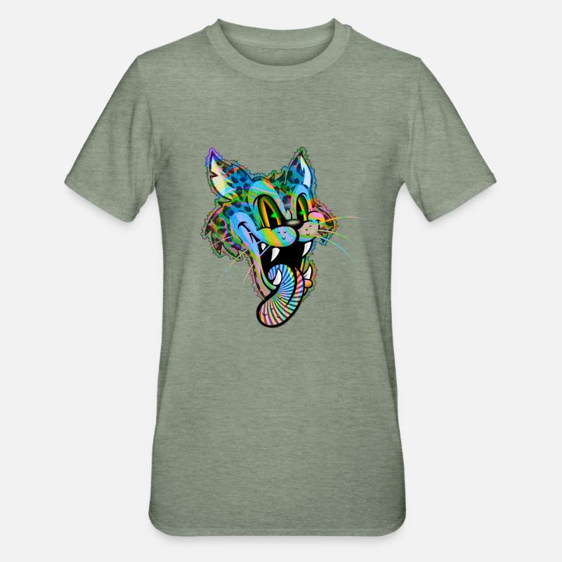 Leopard Comic Psychedelic - Unisex Polycotton T-Shirt - heather military green