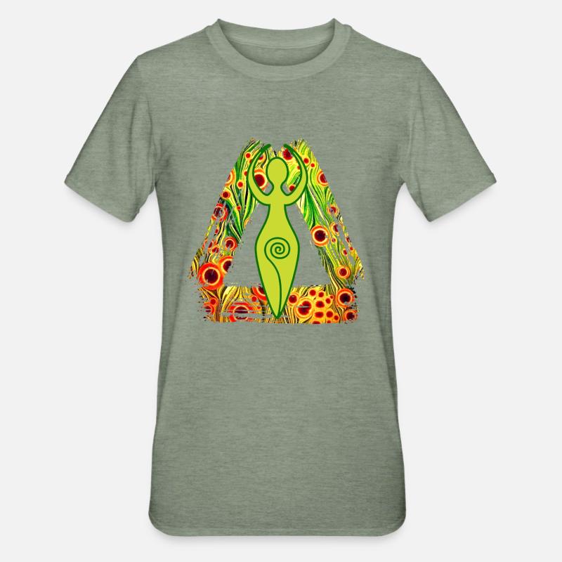 Déesse spirale E 110 - T-shirt polycoton Unisexe - vert kaki chiné
