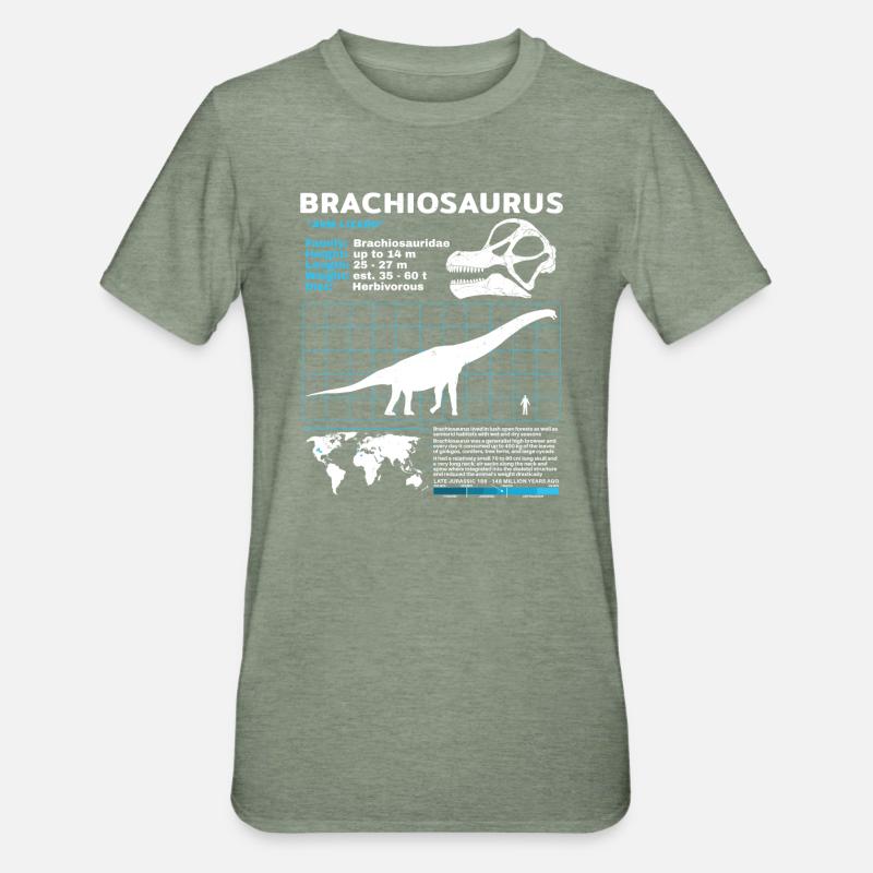Fiche technique de Brachiosaurus - T-shirt polycoton Unisexe - vert kaki chiné