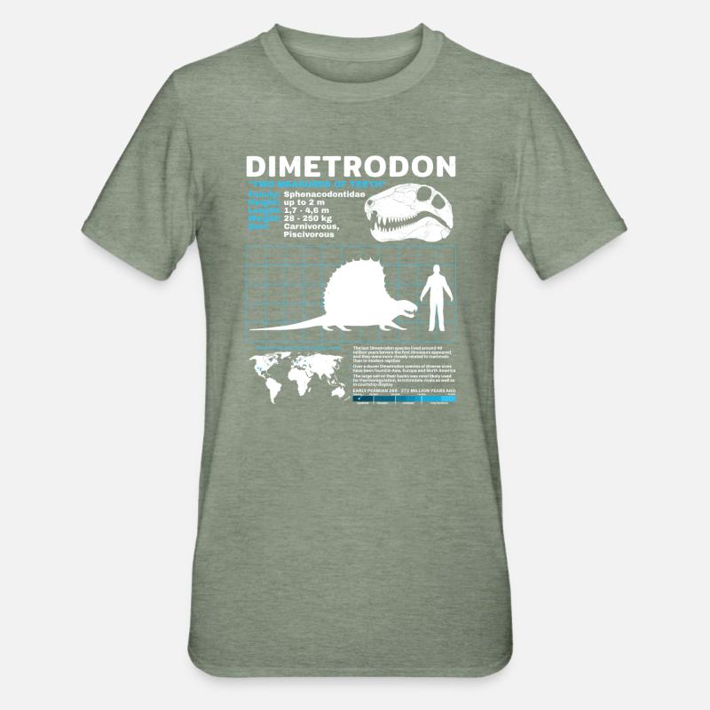 Fiche technique Dimetrodon - T-shirt polycoton Unisexe - vert kaki chiné