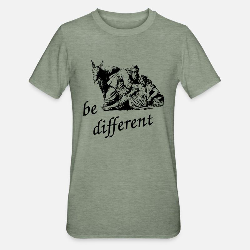 Samariter - be different - Unisex Polycotton T-Shirt - Militärgrün meliert