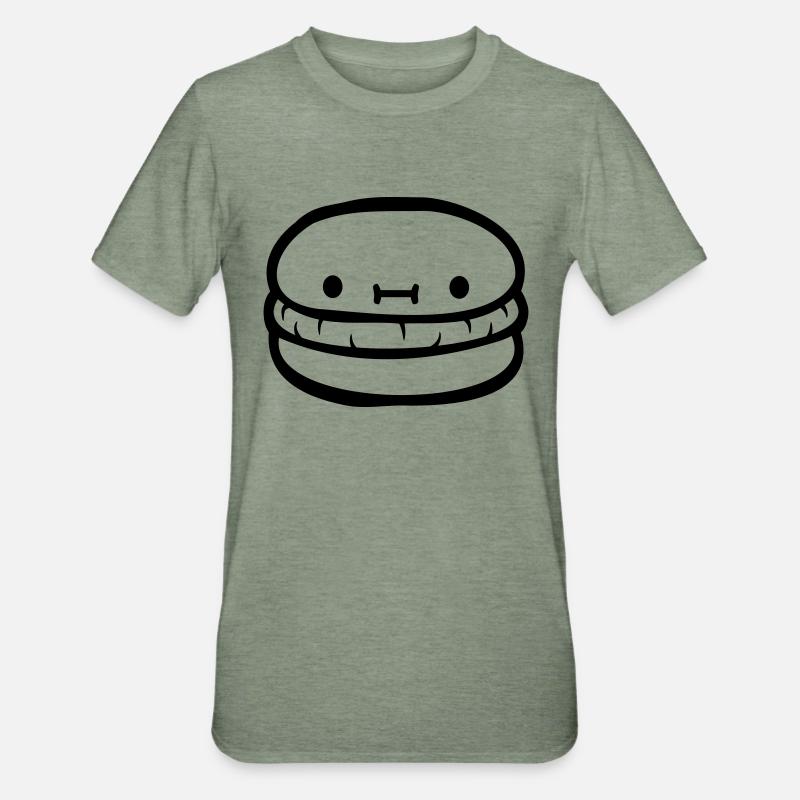 Burger cute face - Unisex Polycotton T-Shirt - heather military green