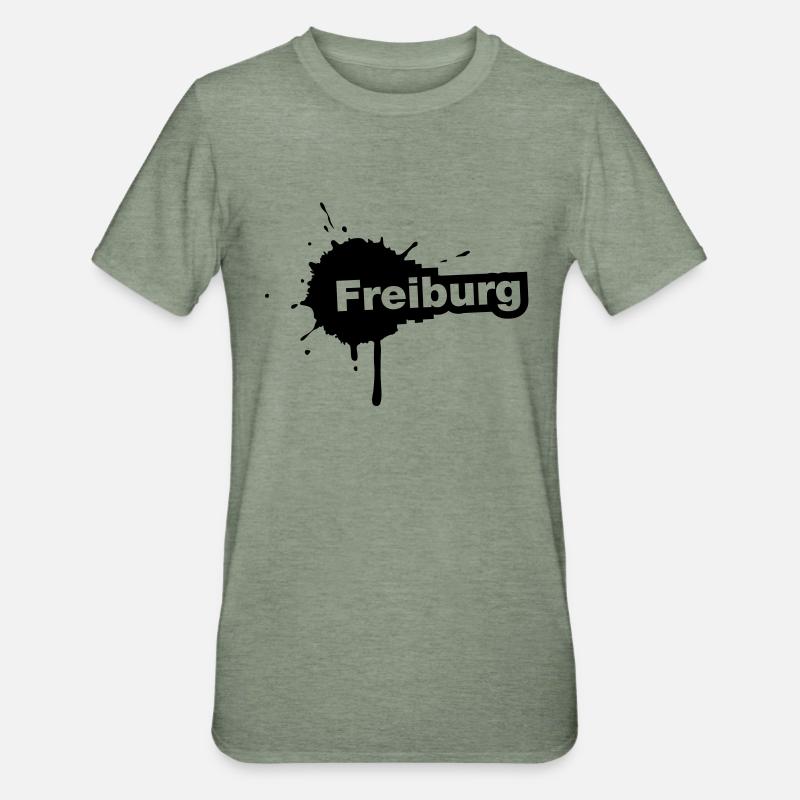 Freiburg Splatter - Unisex Polycotton T-Shirt - Militärgrün meliert