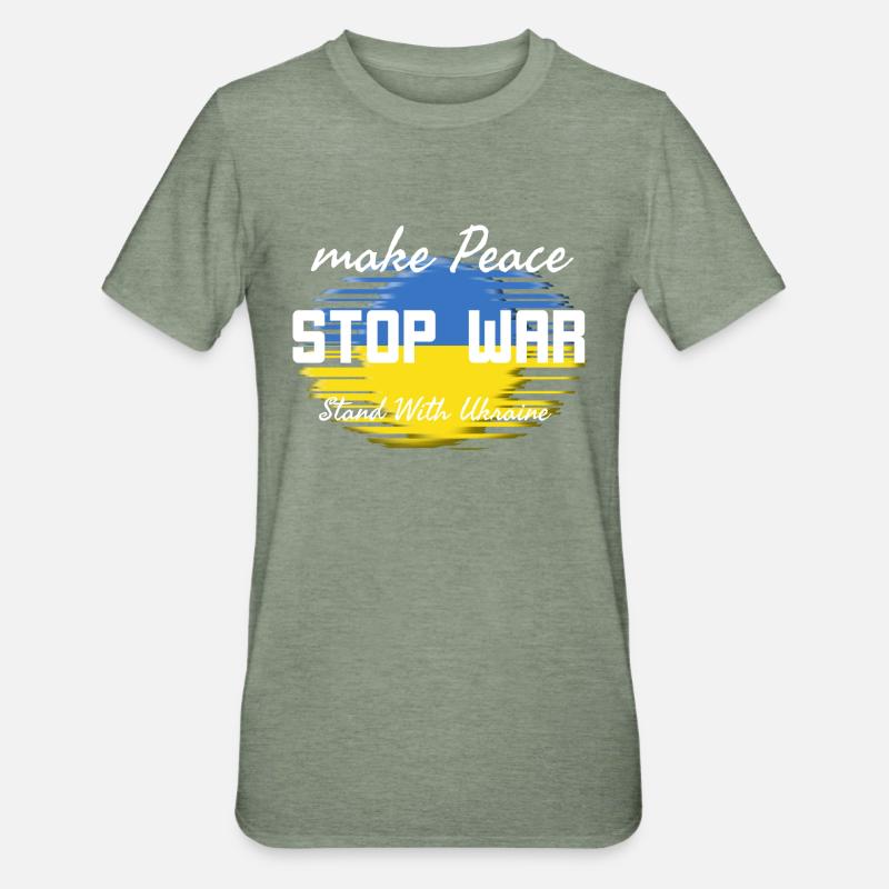 Make peace Stop War - Unisex Polycotton T-Shirt - heather military green
