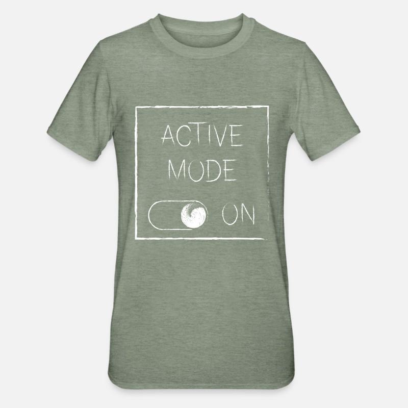 Active Mode On | white - Unisex Polycotton T-Shirt - heather military green