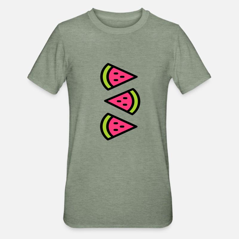 pastèque douce fruit de l'été - T-shirt polycoton Unisexe - vert kaki chiné
