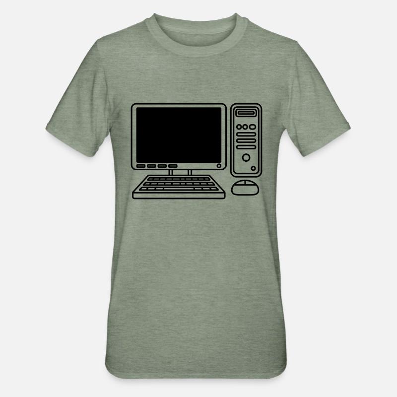 Screen Keyboard Mouse Computer - Unisex Polycotton T-Shirt - heather military green
