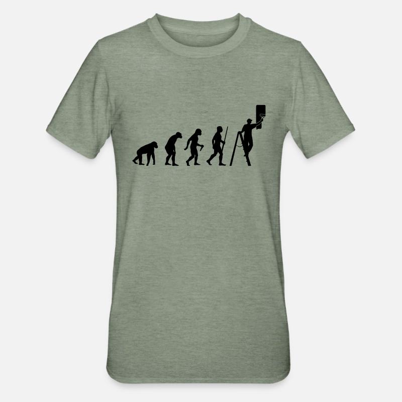 L'évolution des peintres - T-shirt polycoton Unisexe - vert kaki chiné