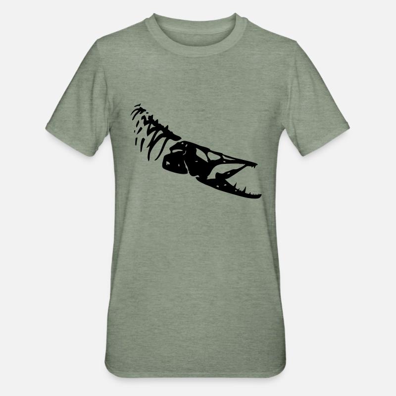 pike_bone1 - Unisex Polycotton T-Shirt - Militärgrün meliert