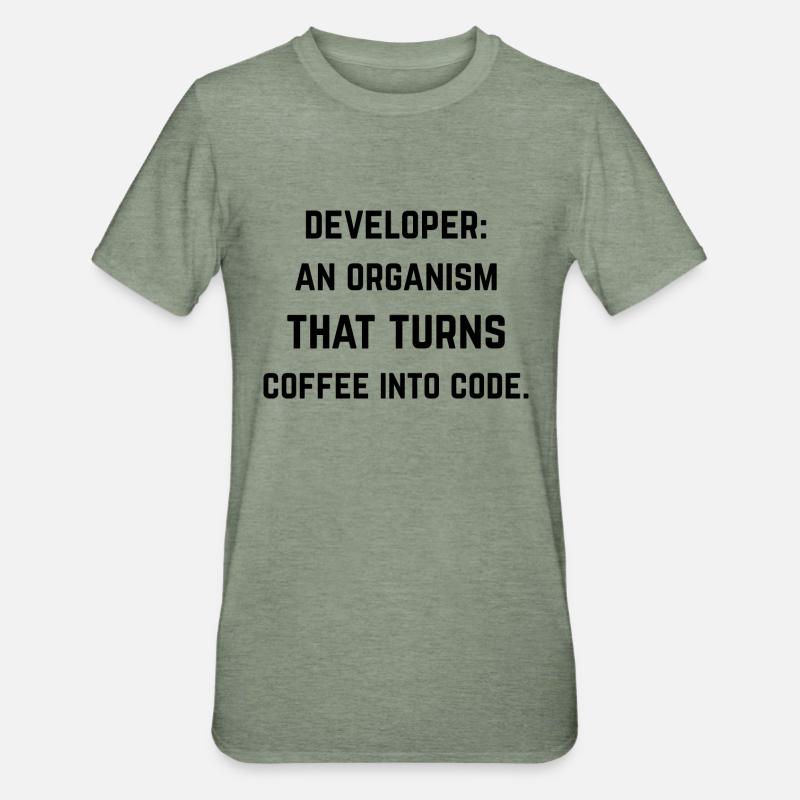 Developer: organization turning coffee into code - Unisex Polycotton T-Shirt - heather military green