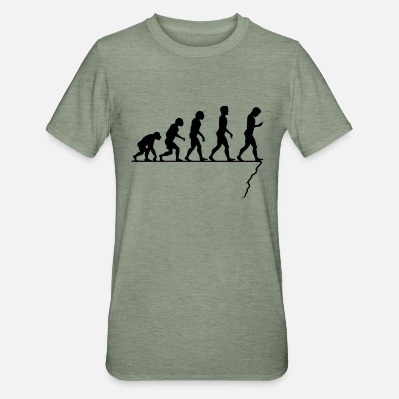 Evolution de l'humanité - T-shirt polycoton Unisexe - vert kaki chiné