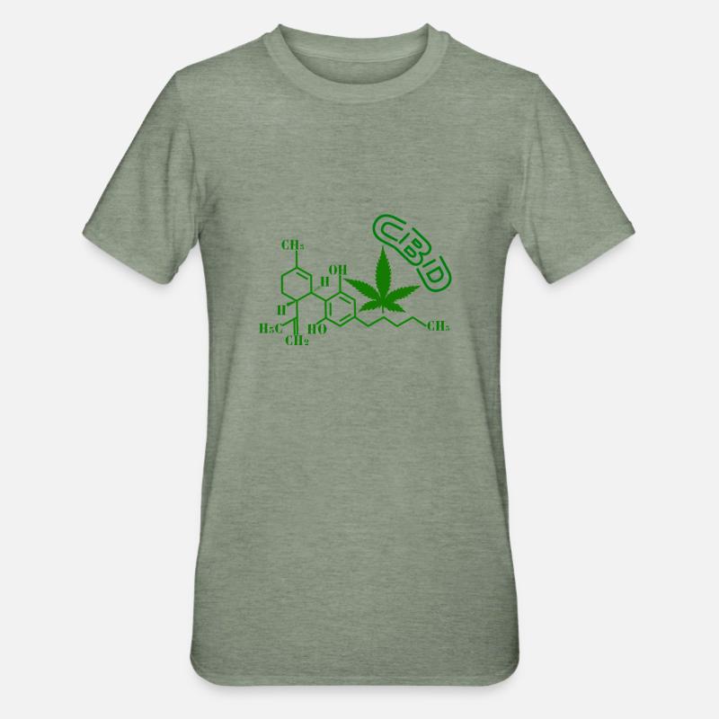 Structure moléculaire du CBD - T-shirt polycoton Unisexe - vert kaki chiné