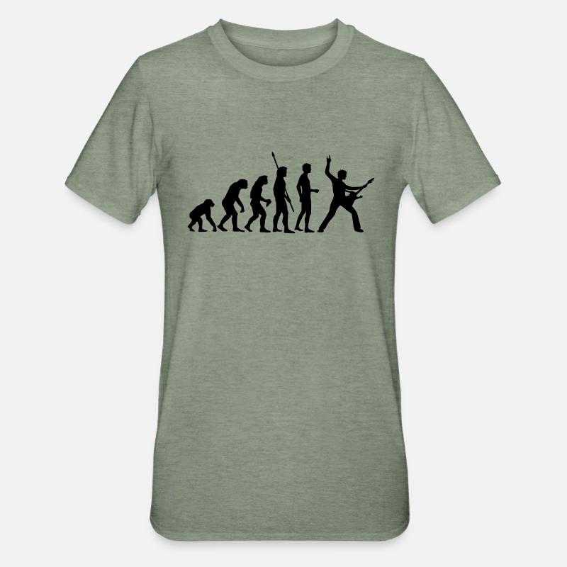 evolution_rocks_b_1c - Unisex Polycotton T-Shirt - Militärgrün meliert