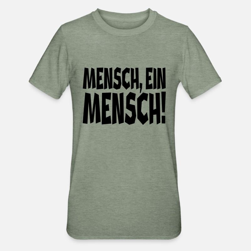 Ein Mensch - Unisex Polycotton T-Shirt - Militärgrün meliert