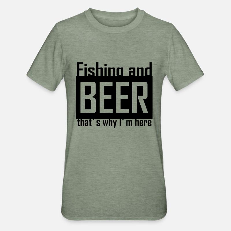 fishing and beer - T-shirt polycoton Unisexe - vert kaki chiné