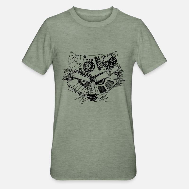 raton laveur steampank - T-shirt polycoton Unisexe - vert kaki chiné