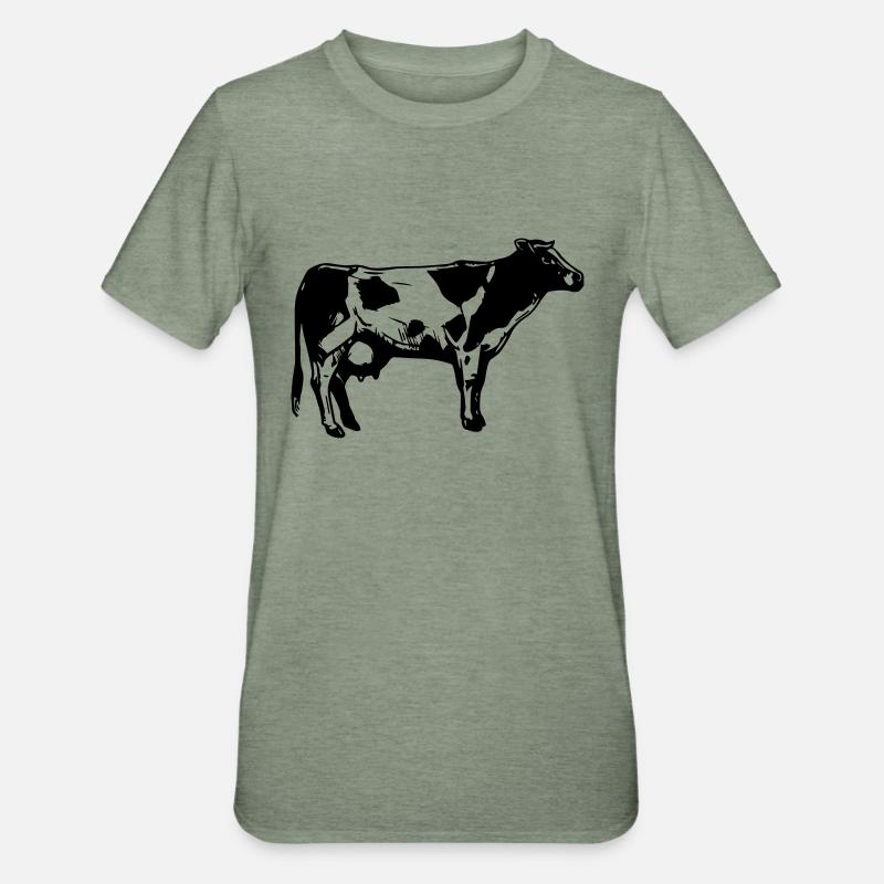 cow logo - Unisex Polycotton T-Shirt - heather military green