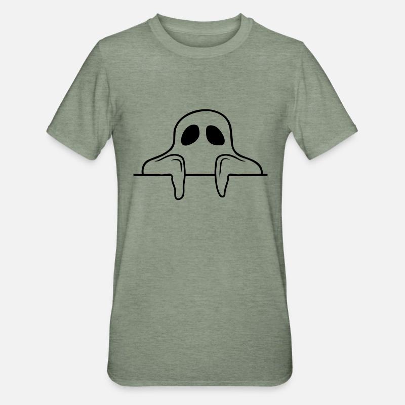 Comic Ghost Derrière le mur - T-shirt polycoton Unisexe - vert kaki chiné