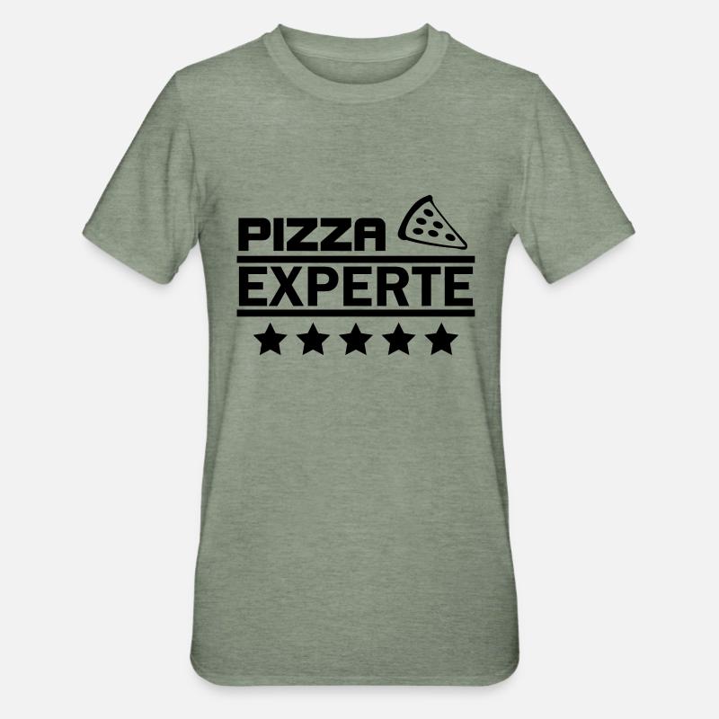pizza experte - Unisex Polycotton T-Shirt - Militärgrün meliert