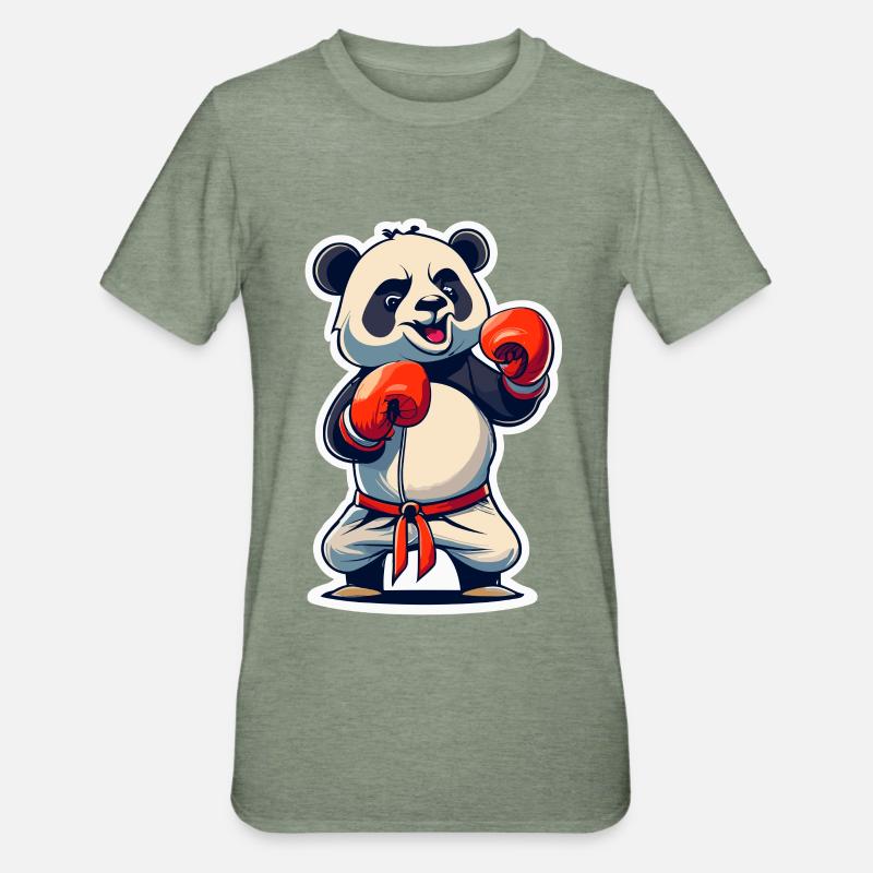 Boxe Panda - T-shirt polycoton Unisexe - vert kaki chiné